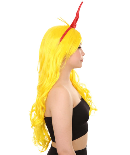 Womens Manga Wig with Red Bow Set | Yellow TV/Movie Wigs | Premium Breathable Capless Cap