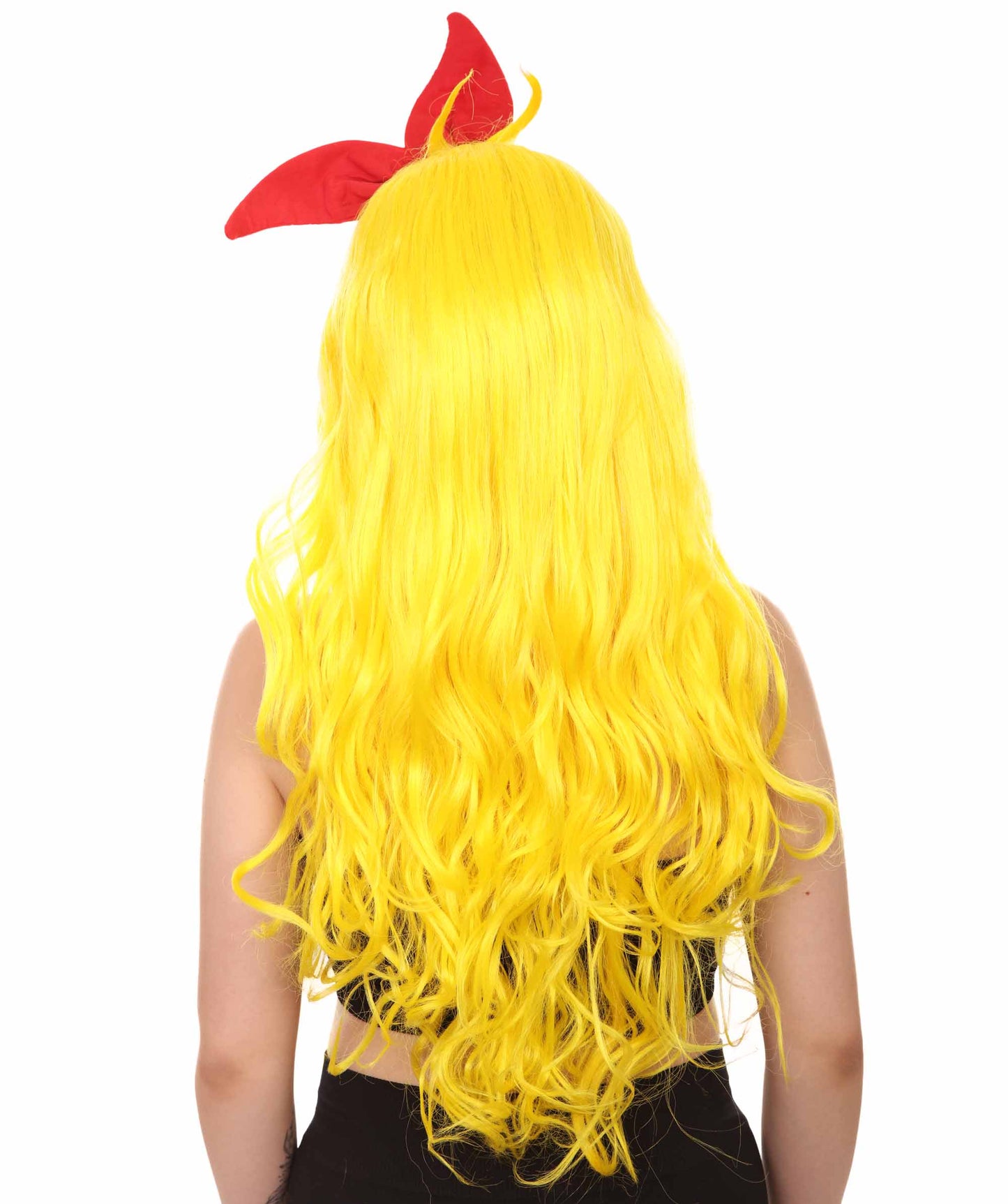 Womens Manga Wig with Red Bow Set | Yellow TV/Movie Wigs | Premium Breathable Capless Cap