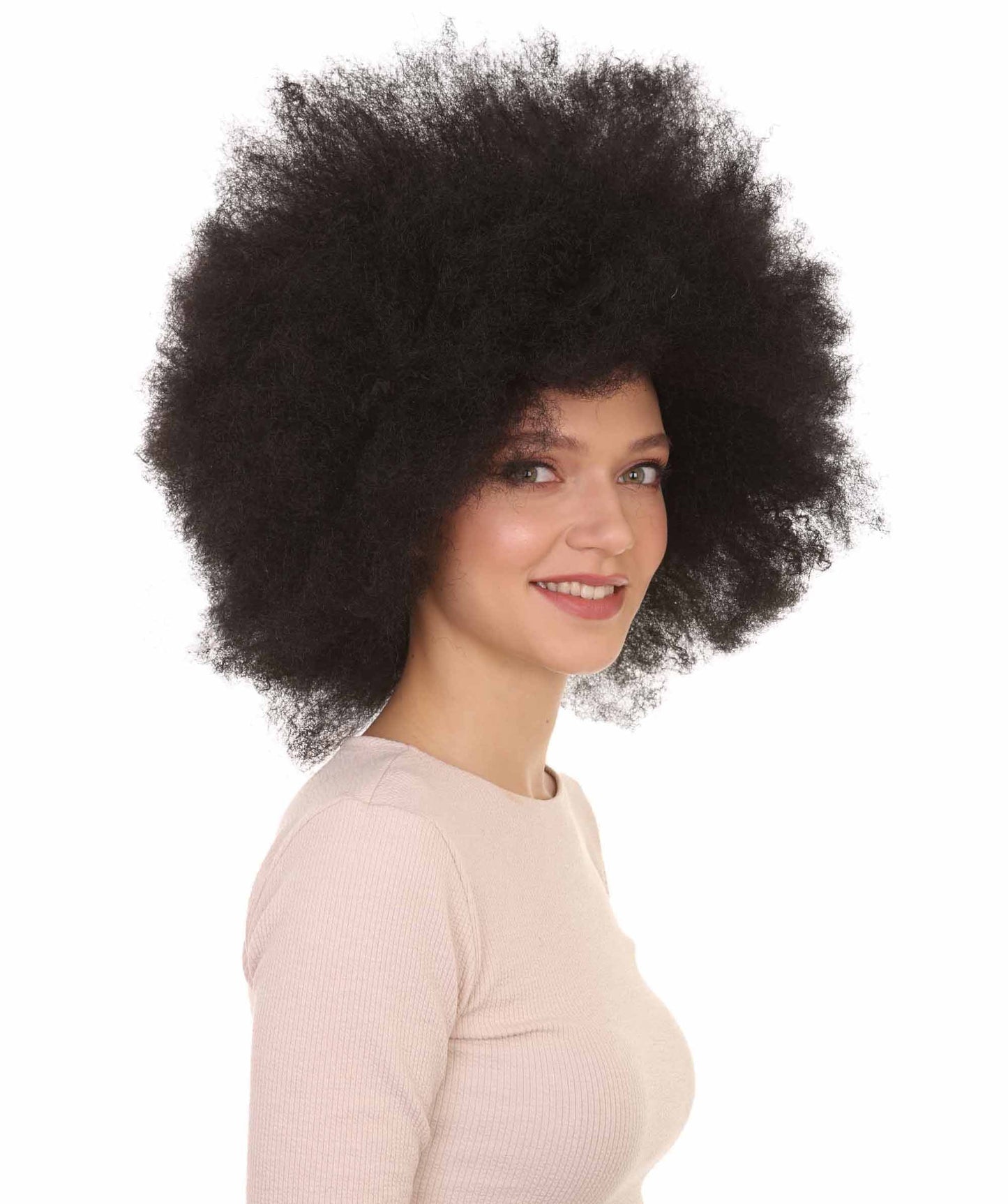 Womens Comedy Afro Wig | Black Oversized TV/Movie Wig | Premium Breathable Capless Cap