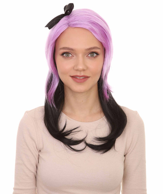 Women's Purple Black Cheerleader Wig