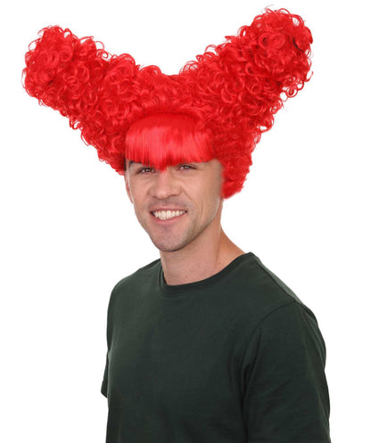 Drama Queen Red Mens Wig | Red Fancy  Halloween Wig | Premium Breathable Capless Cap