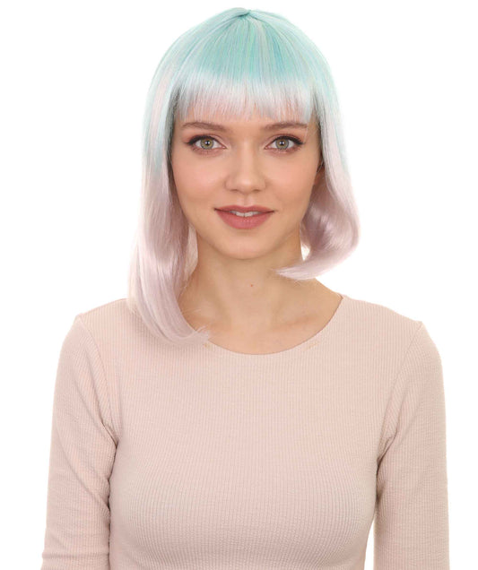 Blue White Ombre Doll Bob Wig