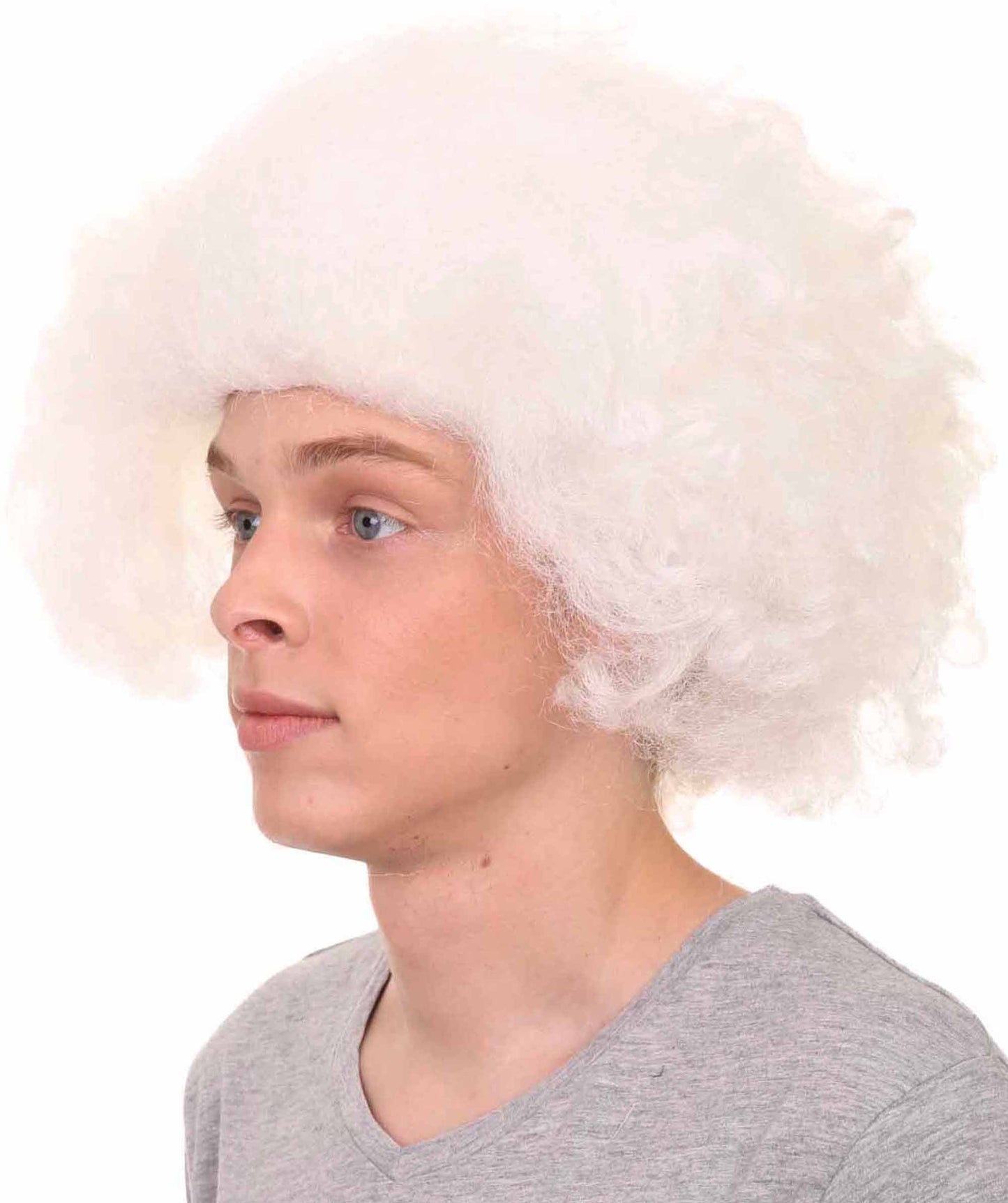 Crazy Professor Mens Wig | White Jumbo Afro Wig | Premium Breathable Capless Cap