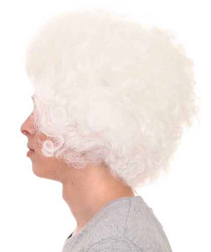 Crazy Professor Mens Wig | White Jumbo Afro Wig | Premium Breathable Capless Cap