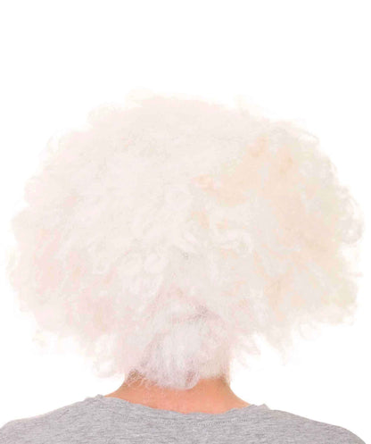 Crazy Professor Mens Wig | White Jumbo Afro Wig | Premium Breathable Capless Cap