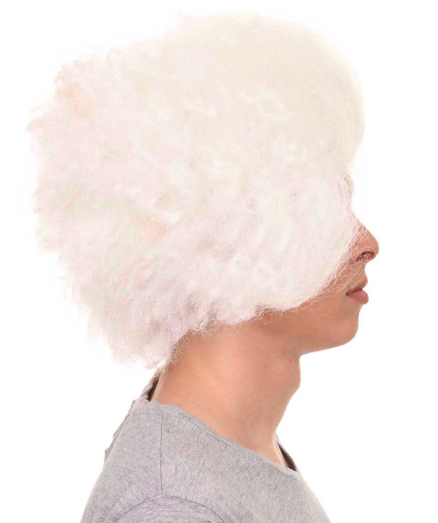 Crazy Professor Mens Wig | White Jumbo Afro Wig | Premium Breathable Capless Cap