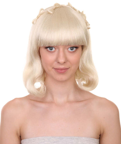 Women's 11" Inch Medium Length Straight Halloween Princess Pop Star Wig, Synthetic Soft Fiber Hair, Perfect for your next Convention and Group Fancy  Party! | HPO