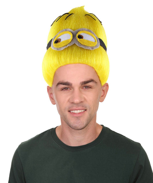 Men's Pointy Yellow Animation Helper Cartoon Wig with Eyes