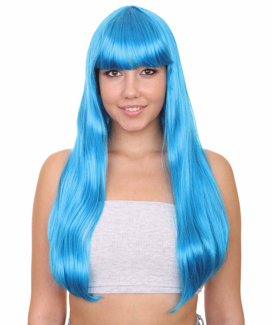 Neon Blue Long Bob Womens Wig