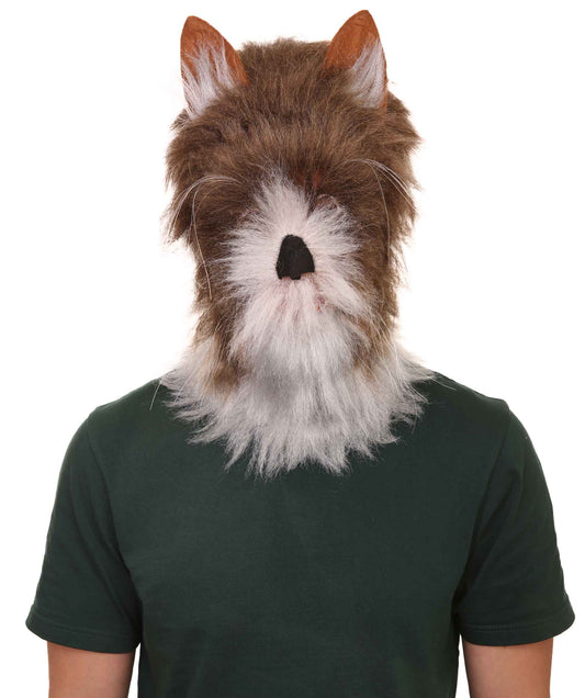 Furry Fox Collection | Men's White and Brown Straight Furry Fox Fancy Wig | Premium Breathable Capless Cap
