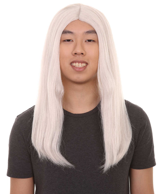 Gothic Vampire Mens Wig | White Horror Halloween Wig | Premium Breathable Capless Cap
