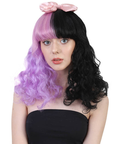 Women's Doll Wig | Pink Bow Purple & Black Wig