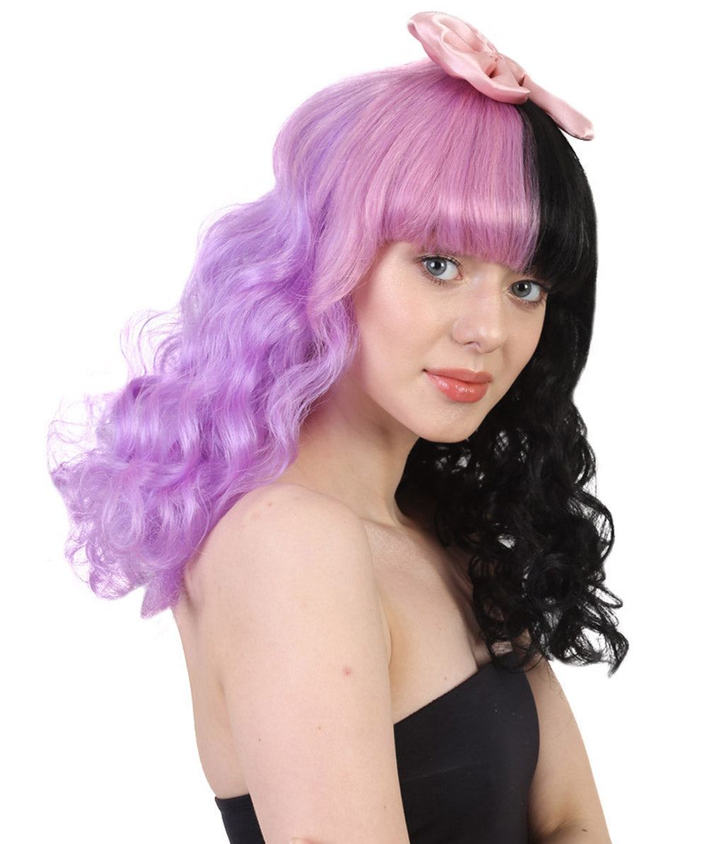 Women's Doll Wig | Pink Bow Purple & Black Wig