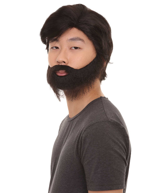 Black Wig with Full Beard Set