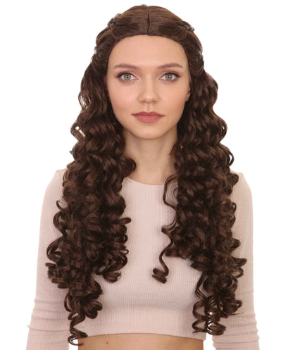 Womens Medieval Princess Wig | Brown Historical Wigs | Premium Breathable Capless Cap