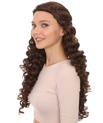 Womens Medieval Princess Wig | Brown Historical Wigs | Premium Breathable Capless Cap