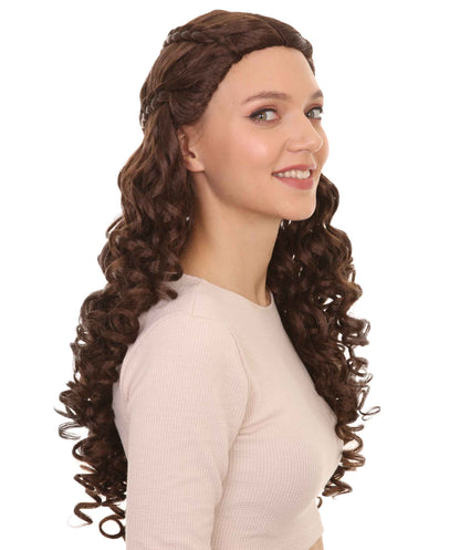 Womens Medieval Princess Wig | Brown Historical Wigs | Premium Breathable Capless Cap