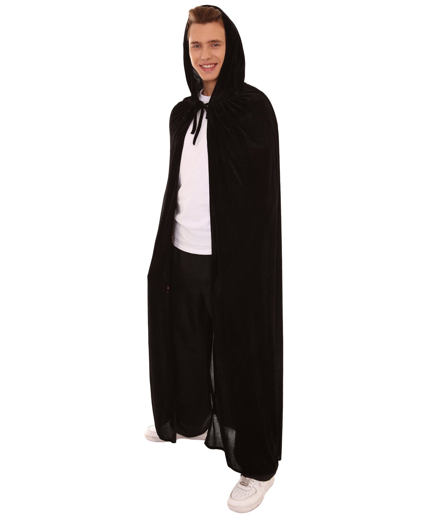 Men's Grim Reaper Hooded Cape Costume | Black Halloween Costume