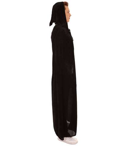 Men's Grim Reaper Hooded Cape Costume | Black Halloween Costume