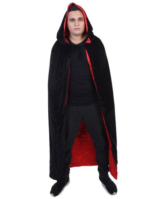 Black & Red Men's Reversible Hooded Cape Costume