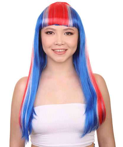 Iceland Flag Party Long Bob Wig