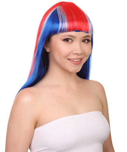 Iceland Flag Party Long Bob Wig