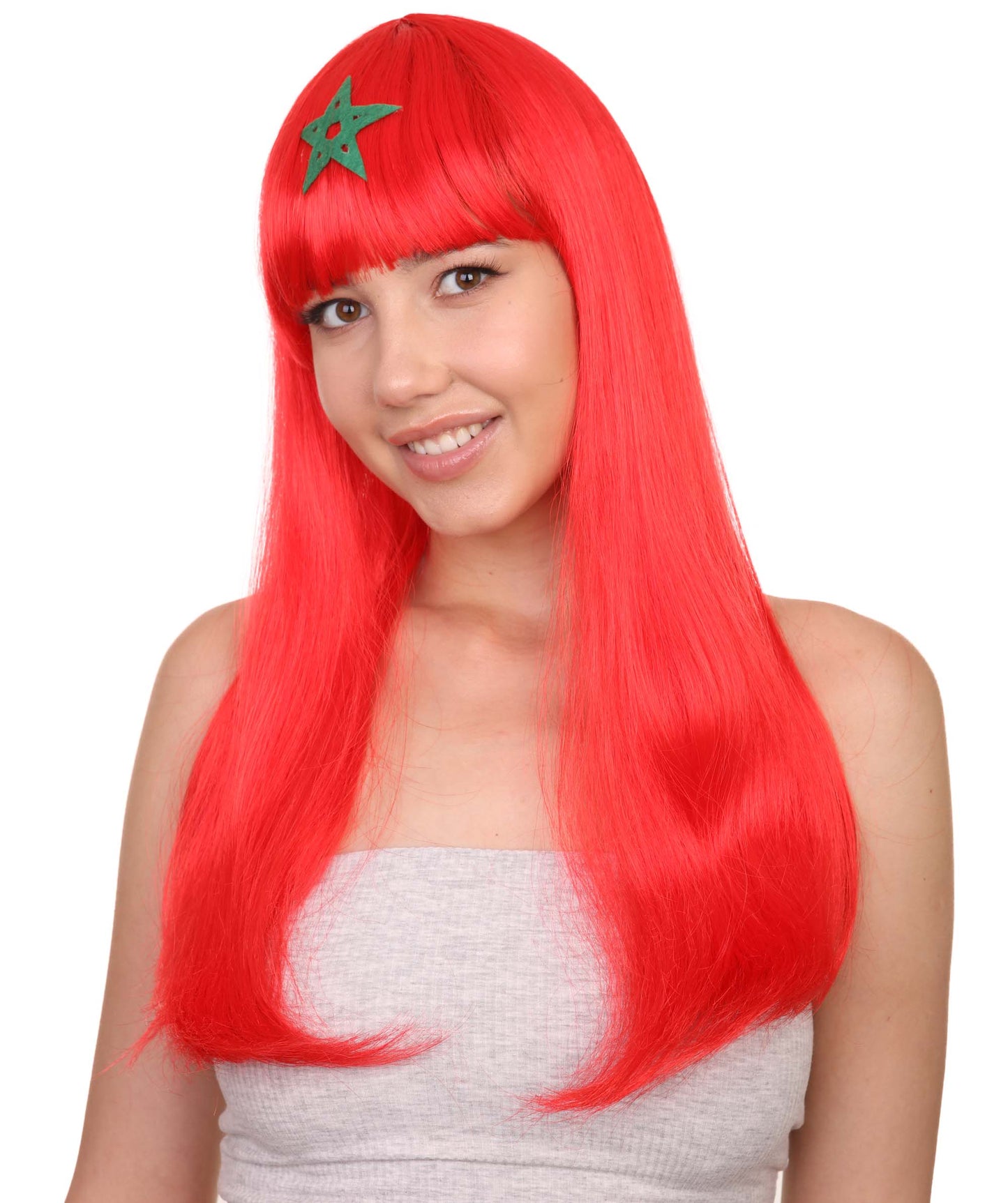 Morocco flag Long Bob Wig