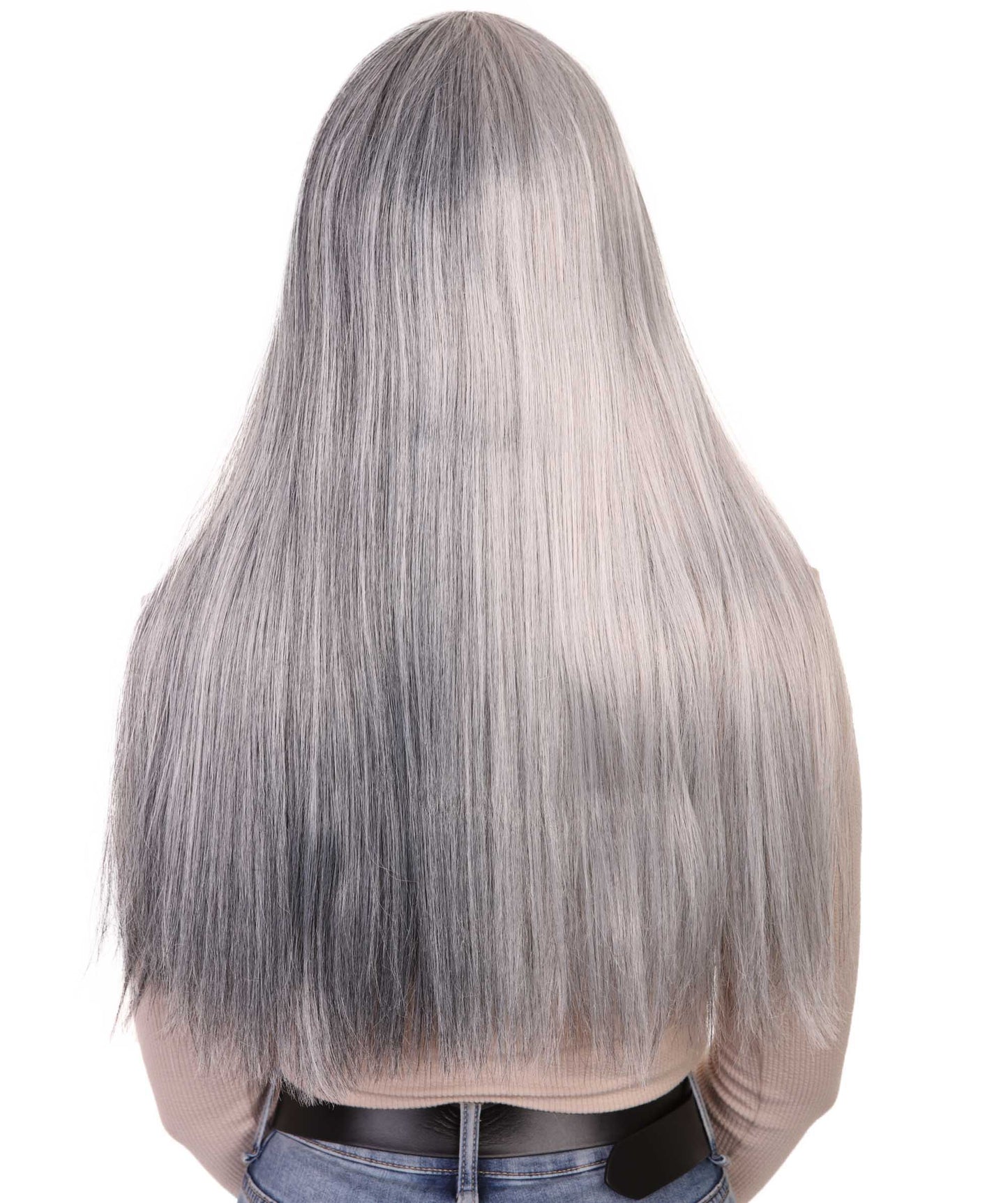 Grey & Mixed Grey Women's Two-Tone Long Straight Wig