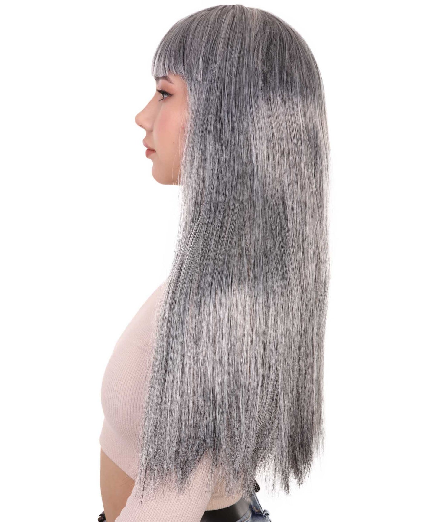 Grey & Mixed Grey Women's Two-Tone Long Straight Wig