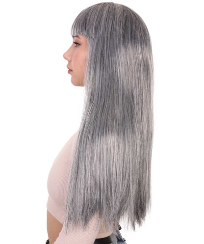Grey & Mixed Grey Women's Two-Tone Long Straight Wig