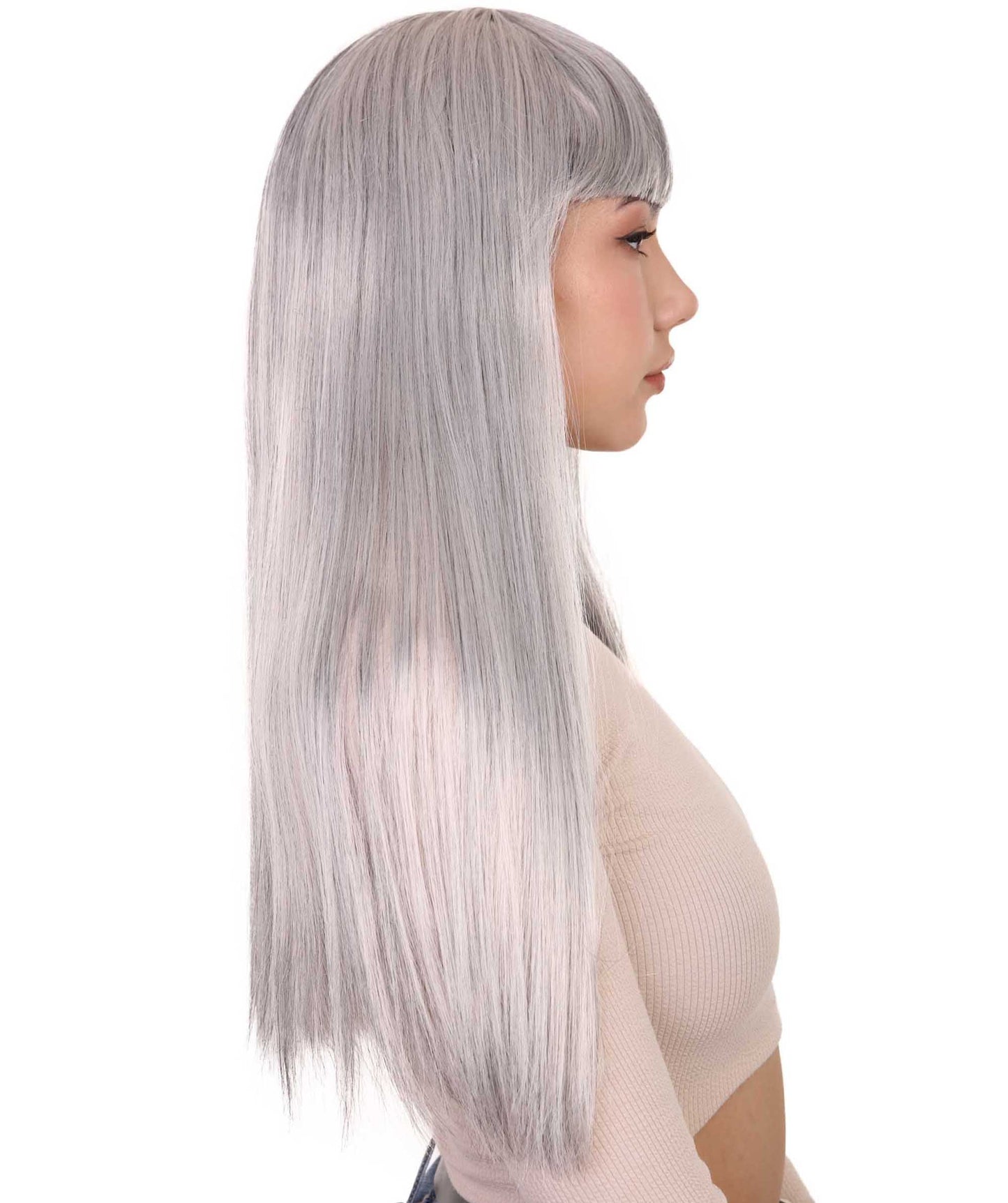 Grey & Mixed Grey Women's Two-Tone Long Straight Wig