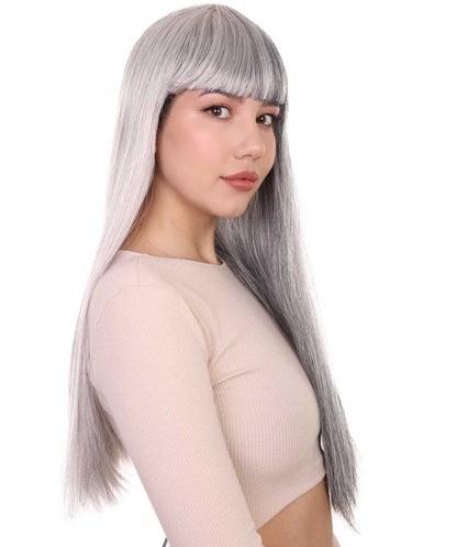 Grey & Mixed Grey Women's Two-Tone Long Straight Wig