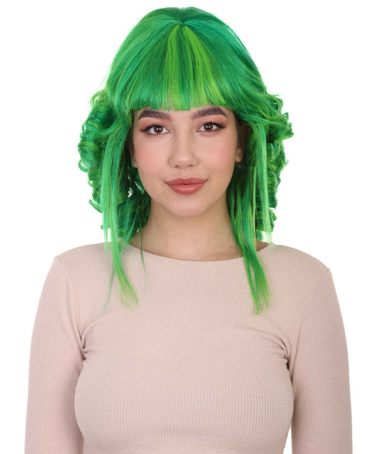 Neon Green Curly Historical Wig