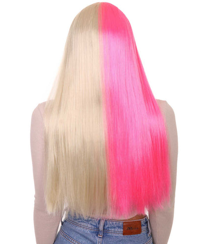 Pink & Blonde Women's Two-Tone Long Straight Wig