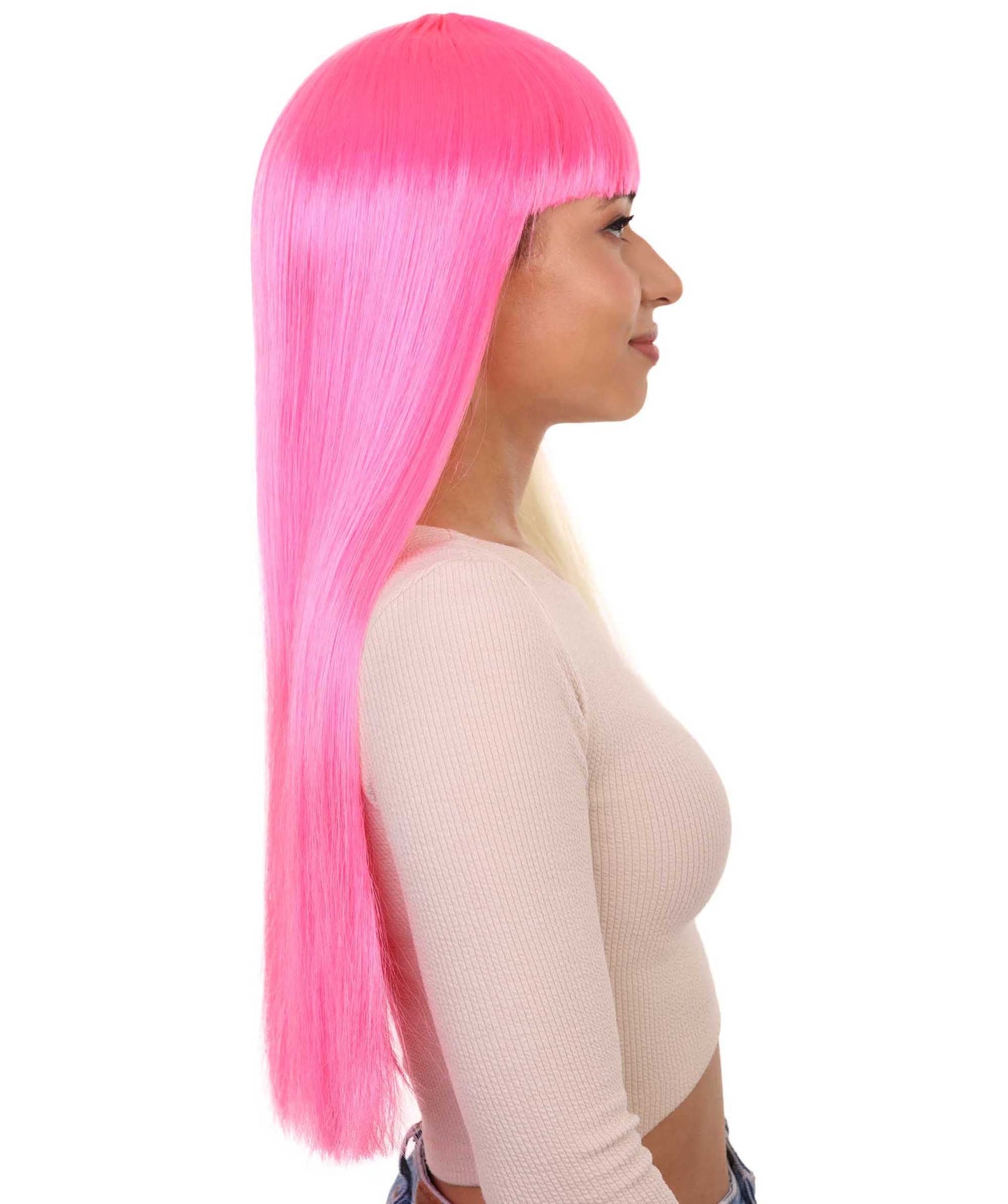 Pink & Blonde Women's Two-Tone Long Straight Wig