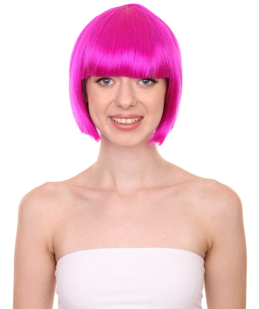  Neon Fuchsia Short Fancy Bob Wig