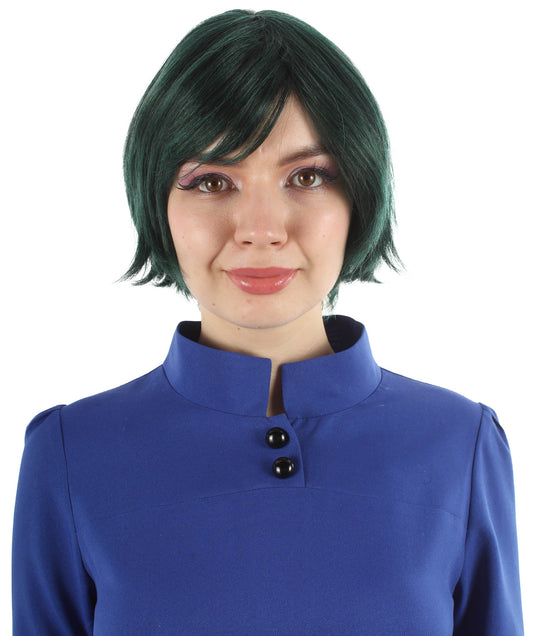 HPO  Women’s Popular Anime Twin Sister Greenish-Black Wig | Perfect for Halloween and Anime-themed Parties | Flame-retardant Synthetic Fiber