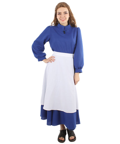 Women's Blue Maid Dress with Apron Costume | Blue and White Fancy costume