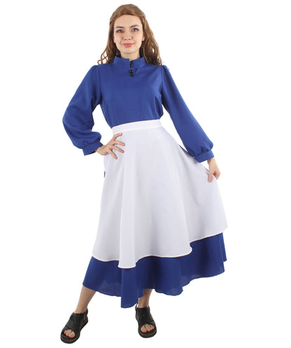 Women's Blue Maid Dress with Apron Costume | Blue and White Fancy costume