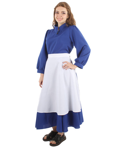 Women's Blue Maid Dress with Apron Costume | Blue and White Fancy costume