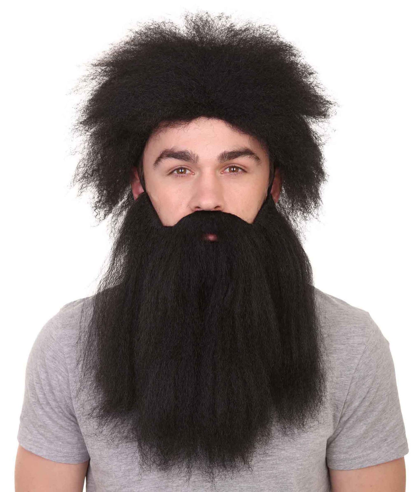 Black Caveman Mens Wig and Beard Set Collection