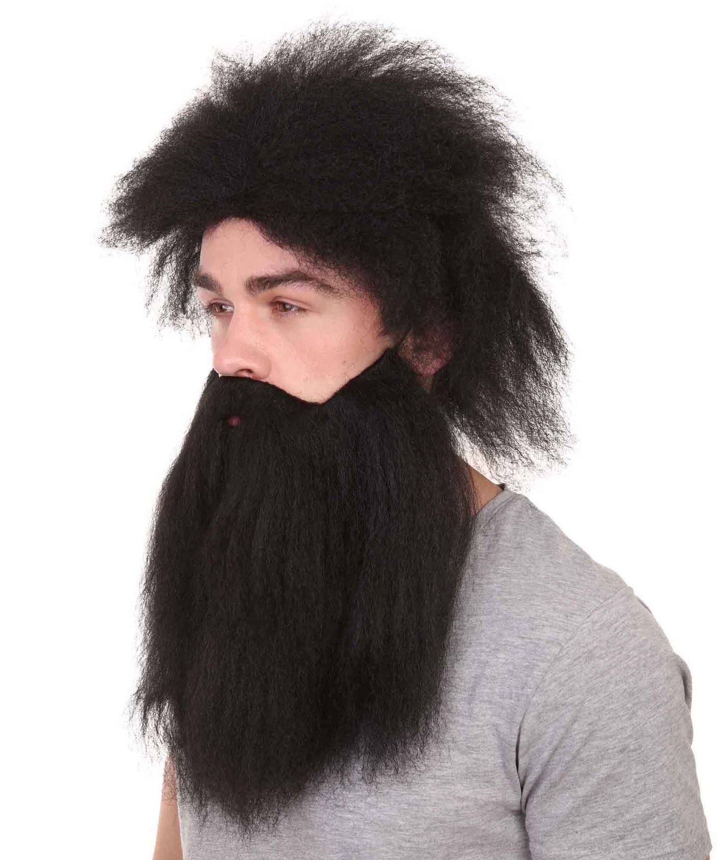 Black Caveman Mens Wig and Beard Set Collection