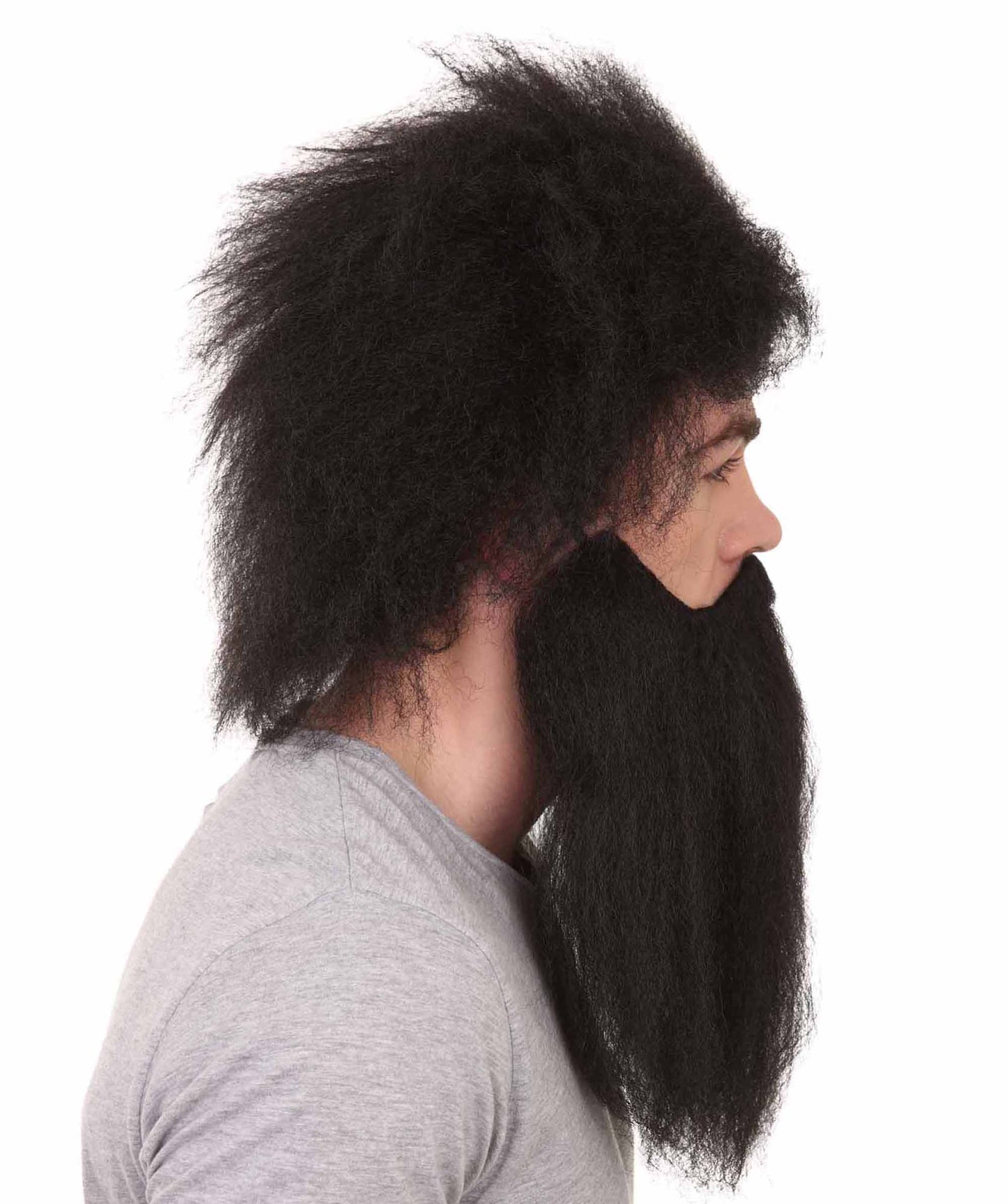 Black Caveman Mens Wig and Beard Set Collection