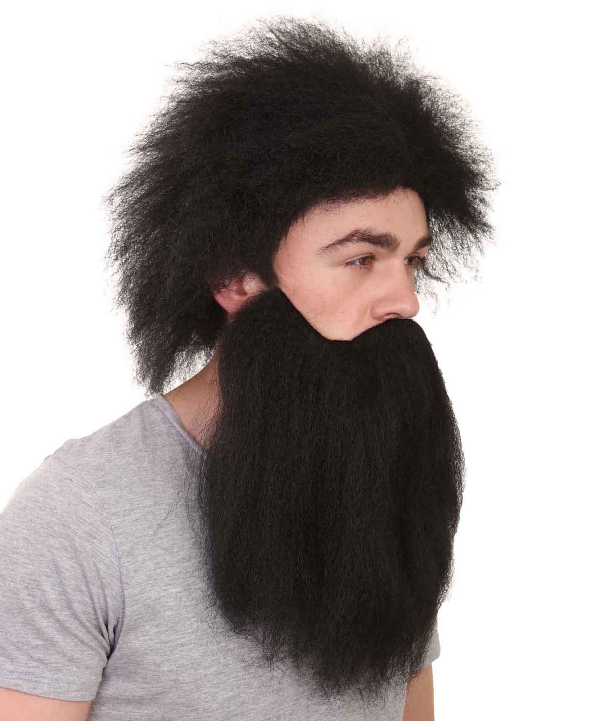 Black Caveman Mens Wig and Beard Set Collection