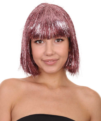 Purple Bob Tinsel Wig