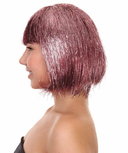 Purple Bob Tinsel Wig