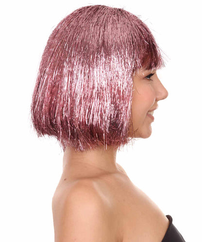 Purple Bob Tinsel Wig