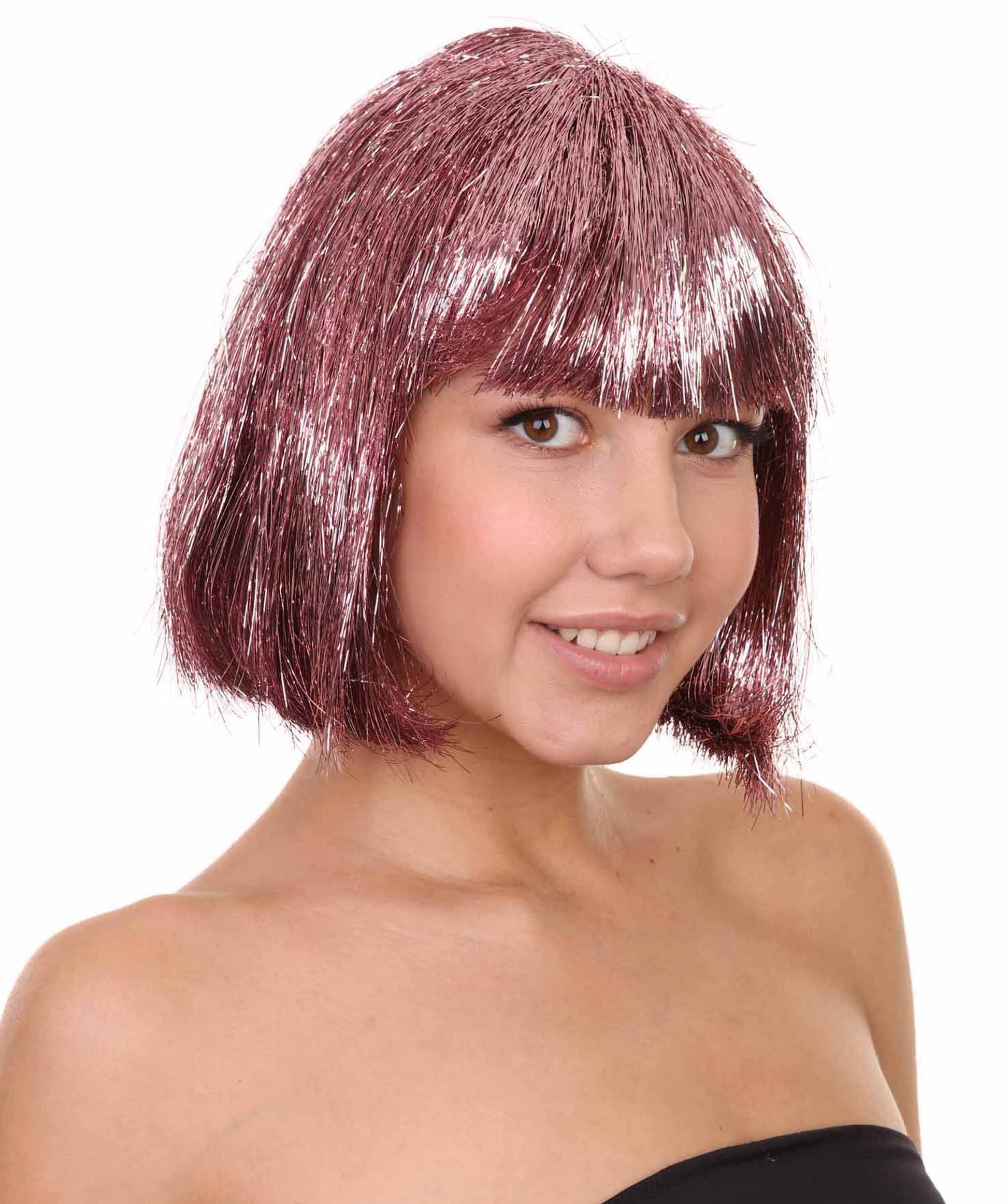 Purple Bob Tinsel Wig