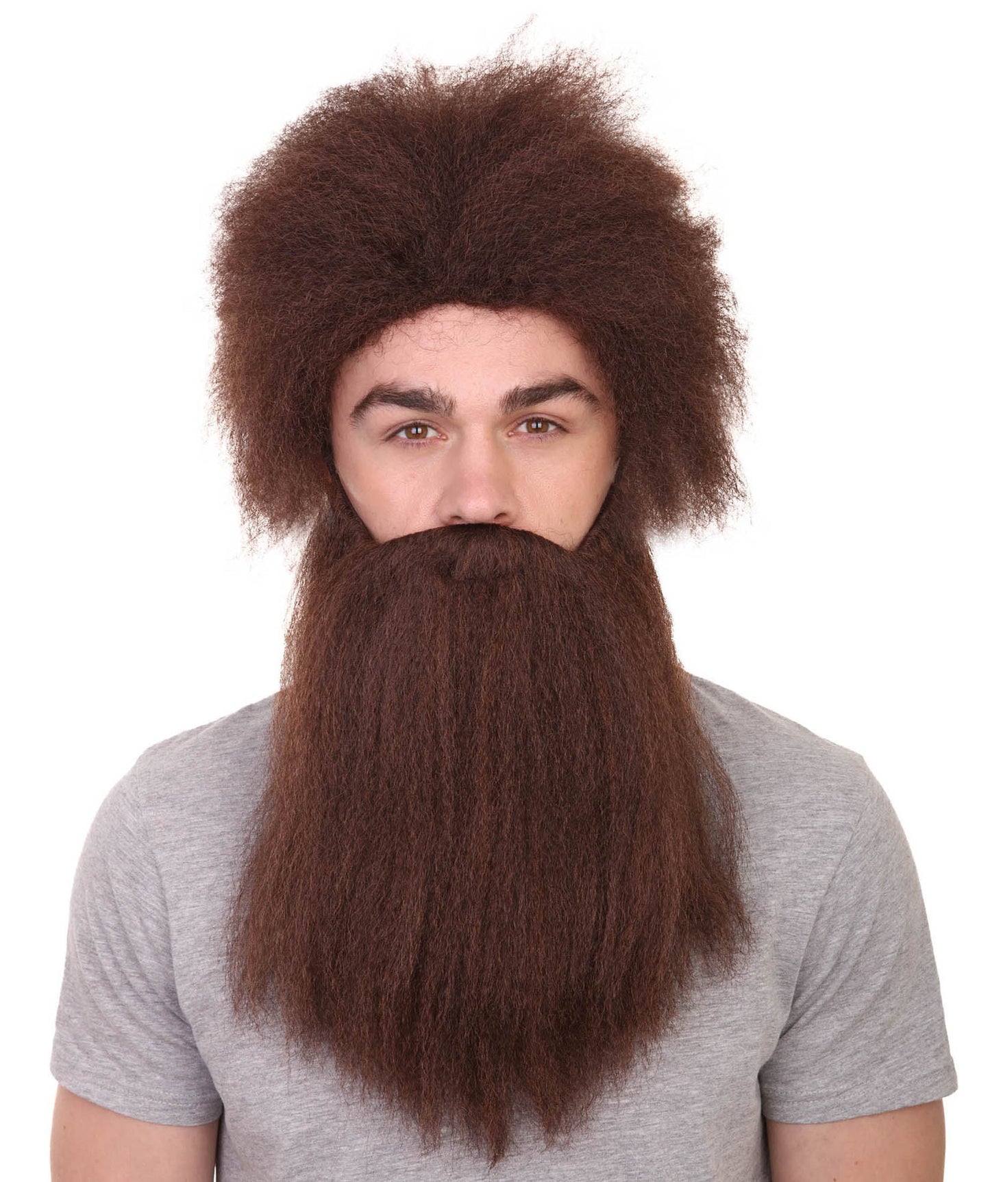 Brown Caveman Mens Wig and Beard Set Collection