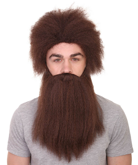 Brown Caveman Mens Wig and Beard Set Collection